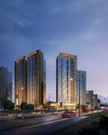 住宅区商业街夜景建筑效果图