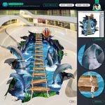 3d立体画 海豚桥