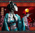古装美女插画分层