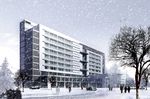 行政楼雪景建筑效果图