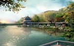 中国园林景观公园建筑效果图