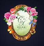 森系镜框金框花卉婚礼挂牌