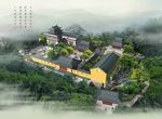 中国古建筑寺院鸟瞰建筑效果图