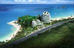 海边酒店休闲会所鸟瞰建筑效果图
