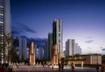 夜景住宅区休闲广场建筑效果图