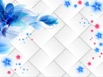 3D蓝色梦幻花朵