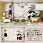 欧美油画摩登女郎时尚个性涂鸦