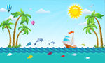 卡通夏日海景