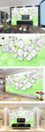 3D花卉方块电视背景墙