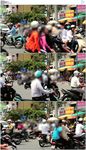 大街上骑摩托车的行人