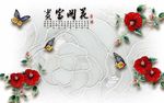 花开富贵红色浮雕花卉