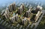高层住宅小区鸟瞰建筑效果图