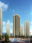 高层住宅区建筑效果图