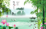 山水情中式背景墙