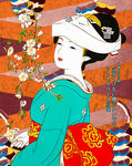 和服女人插画分层图