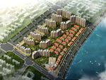 海边住宅区高层建筑鸟瞰建筑效果