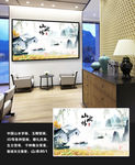 山水情水墨壁画