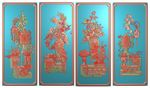 博古瑞兽四季花瓶精雕浮雕灰度