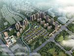 高层住宅别墅区 鸟瞰建筑效果图