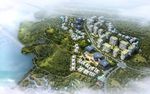 现代商业中心住宅区鸟瞰建筑效果