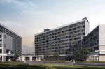 职工宿舍楼黄昏建筑效果图