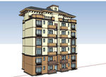 地中海多层住宅建筑草图大师模型