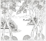 艺术玻璃 树林 房子