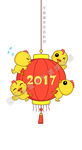 2017鸡年卡通小鸡绕灯笼插图