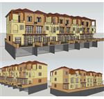 西班牙联排别墅建筑草图大师模型