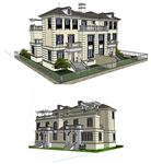 法式双拼别墅建筑草图大师模型