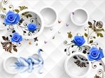 3D蓝玫瑰花