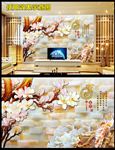 仿玉雕兰花凤凰电视背景墙