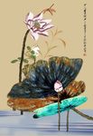 手绘荷花玄关装饰画