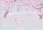 粉色桃花背景墙