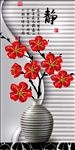 静花瓶红花3D玄关