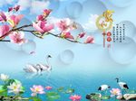 玉兰荷花风景