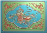八宝桃子背板精雕图浮雕图灰度
