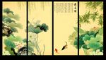 荷花双鱼图