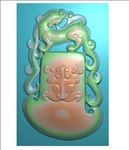貔貅兽面兽头仿古牌子挂件精雕图