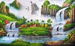 风景山水油画背景墙