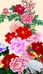 牡丹玄关背景墙