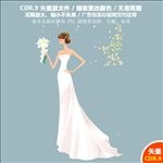 精美婚纱新娘手捧花矢量图