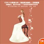 手绘婚纱美丽新娘设计素材