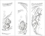 海洋移门缕空玻璃雕刻刻绘图案