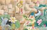 3d荷花背景墙