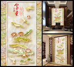 大理石玄关荷花背景墙
