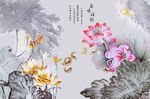 荷花彩雕背景