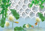 3d荷花背景墙