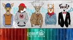 手绘动物服装店背景墙