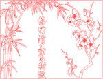 梅花竹子矢量线条图